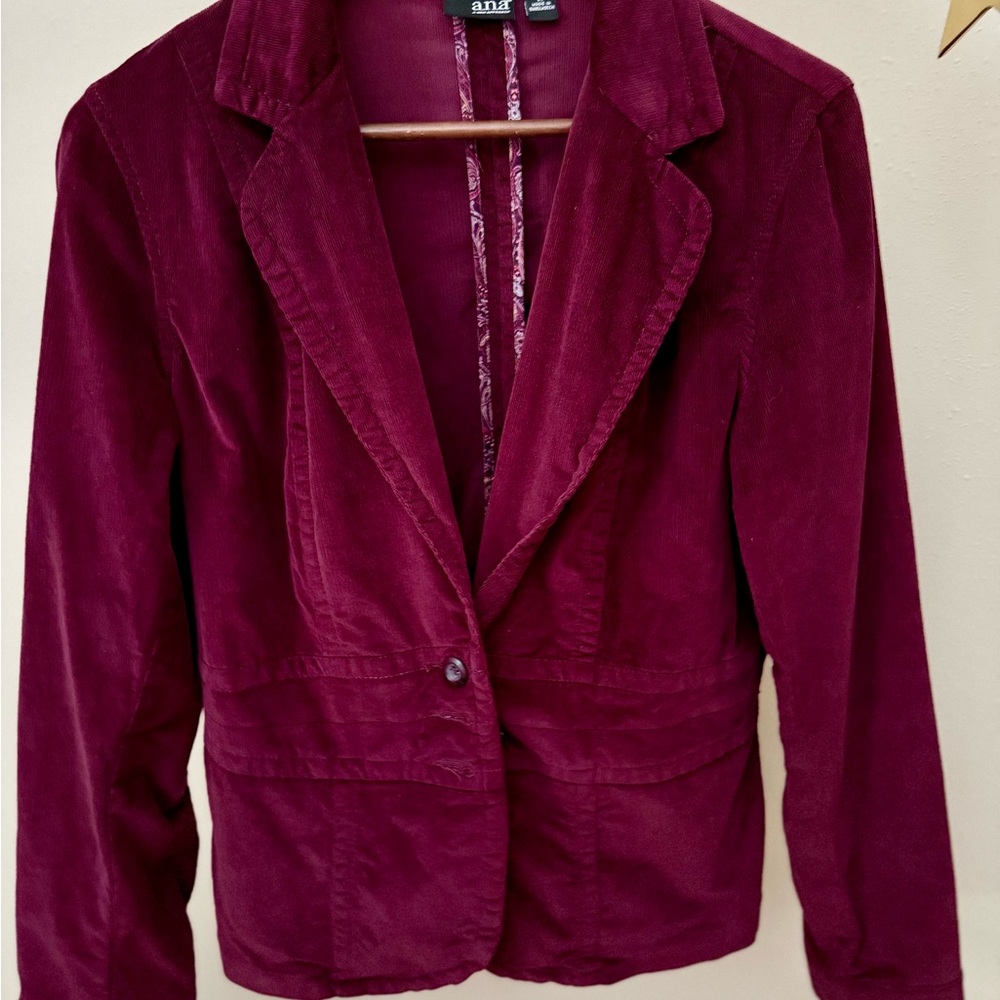 a.n.a Burgundy Corduroy Blazer Women’s Medium Wine Red Tailored Jacket